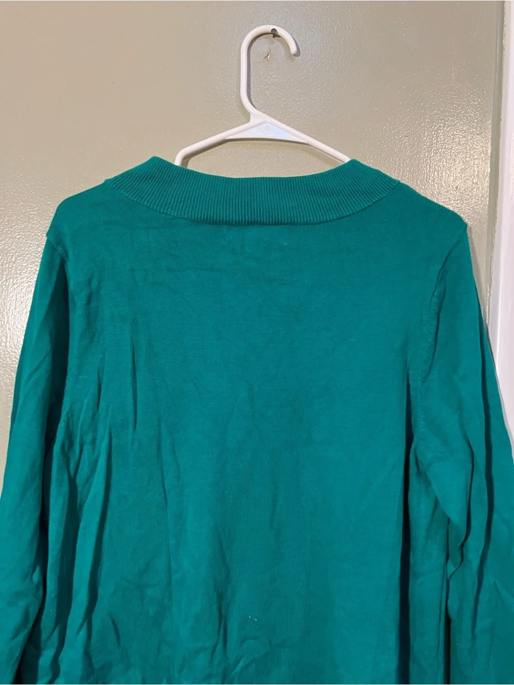 Karen Scott Women's Size Large V-Neck Pullover Sweater Kelly Green 100% Cotton